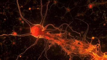 A microscopic image of a neural cell differentiating into a specific type based on the unique combination of growth factors present in its environment photo