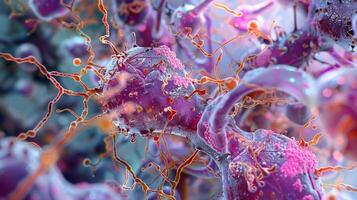 A magnified view of lymphocytes moving through the intricate network of lymphatic vessels on their way to a targeted tissue photo