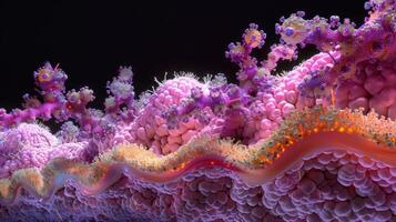 A 3D reconstruction of a section of epithelial tissue reveals the complex organization of cells junctions and transporters involved in chloride secretion photo
