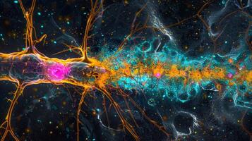 A series of images showing the formation of a synaptic connection depicting the crucial role of axonal transport in delivering essential signaling molecules to the synapse photo