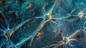 Irregular and broken axons are tered throughout this microscopic view indicative of advanced axonal degeneration photo