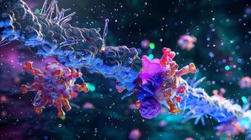 Microscopic image of a B cell receptor engaging with an antigen on the surface of a pathogen photo