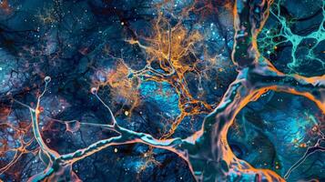 This microscopy image displays a range of axonal abnormalities highlighting the complex process of axonal degeneration in neurodegenerative diseases photo