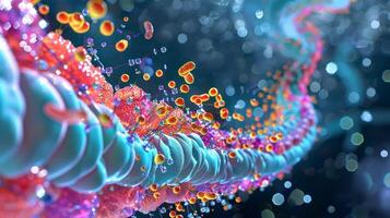 An illustration showing the role of chaperone proteins in guiding the correct folding of collagen molecules photo