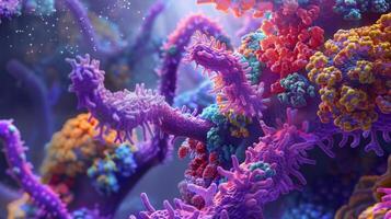 An artistic rendition of clathrin proteins depicting their dynamic and versatile role in cellular processes such as endocytosis photo