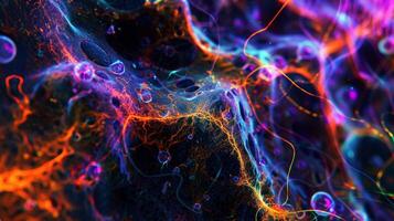 A fluorescentlabeled image of newly synthesized collagen molecules being transported along microtubules towards the extracellular matrix photo
