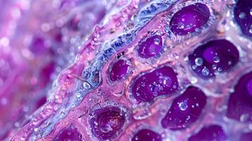 A closeup of a cross section of a tissue showcasing the degranulation process of mast cells as they release immune mediators photo