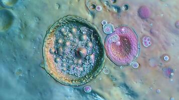 A micrograph of a single embryonic stem cell with a mutated gene demonstrating the impact on its pluripotency and differentiation abilities photo