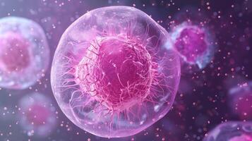 A timelapse of an embryonic stem cell undergoing the process of differentiation showing the dynamic changes in gene expression and cell structure photo