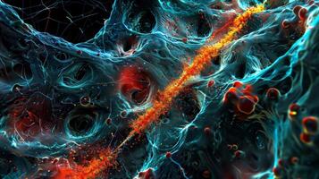 A high magnification image of actin filaments forming a focal adhesion at the leading edge of a migrating cell photo