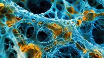 A highly magnified view of an endocrine cells cytoskeleton highlighting the intricate network of filaments that support and maintain the cells shape and function photo