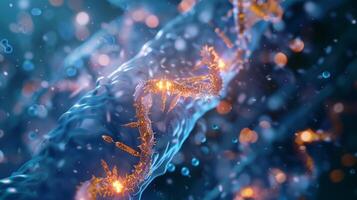 Detailed shot of a gene knockout plasmid being inserted into a bacterial cell with the plasmids targeting sequence clearly visible photo