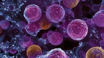 A closeup photograph of a hematopoietic stem cell in the process of differentiating into a lymphoid cell photo