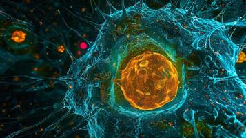 An image capturing the intricate structures and mechanisms within a NK cell which allow it to recognize and destroy cells with precision photo
