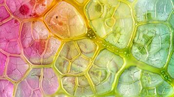 Differential interference contrast microscopy image showing the density of plasmodesmata in different regions of a plant leaf photo