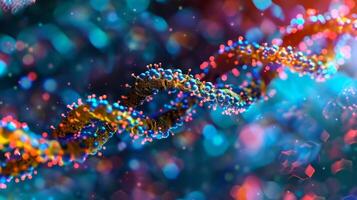 A magnified view of fluorescently labeled primers binding to a specific DNA sequence a critical step in the PCR process photo
