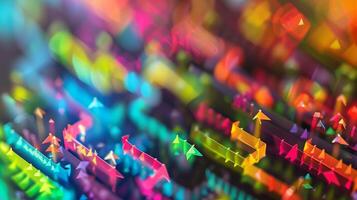 A series of brightly colored arrows representing the flow of information within a signal transduction network photo