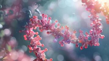 An electron microscopy image of RNA polymerase binding to a DNA template with the help of transcription factors photo