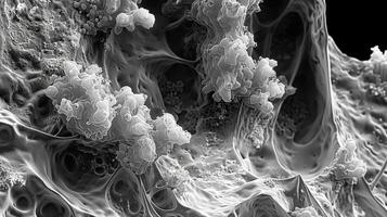 Scanning electron micrograph of platelets covering a damaged area of a vessel photo