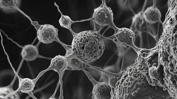 Electron microscope image of platelets binding to each other to form a barrier photo