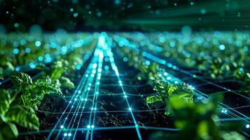 An irrigation system uses realtime data on soil moisture levels to adjust water usage accordingly photo