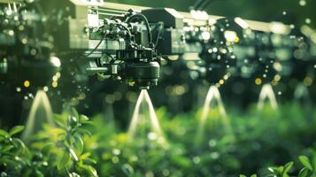 A closeup shot of an autonomous herbicide sprayers nozzles which can be adjusted for different types of herbicides and spray patterns photo