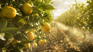The latest in smart agriculture technology autonomous sprayers work tirelessly in the lemon orchard to maintain the health and vitality of the trees photo
