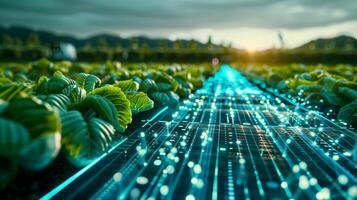 The AI system learns from past data and continuously improves crop production allowing for high yields and minimal waste photo