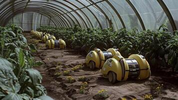 A group of solarpowered robots roam a farm identifying and removing weeds without any human intervention photo