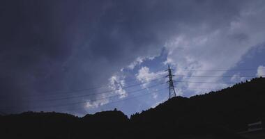 A power line on the mountain at the countryside in Nakanojo Gunma video