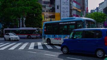 A timelapse of people at the crossing in Shibuya Tokyo daytime wide shot panning video