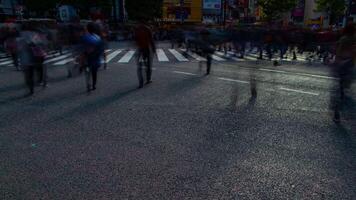 un lapso de tiempo de personas a el cruce en shibuya tokio tiempo de día lento obturador panorámica video