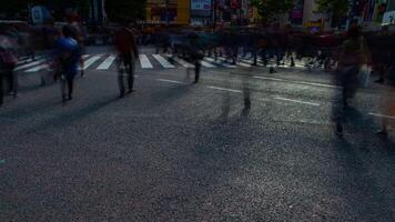 en Timelapse av människor på de korsning i shibuya tokyo dagtid långsam slutare panorering video