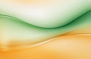 Beautiful abstract background with curved smooth lines, soft waves. Gradient, smooth transition of orange and green colors. photo