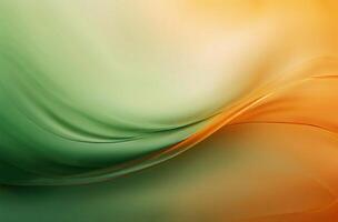 Abstract background with a gradient, a smooth transition of orange and green. Pattern with curved lines, soft waves photo
