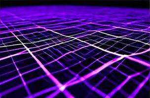 Purple abstract stripes on a black background. A pattern of chaotic smooth intersecting lines. photo