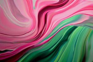 Pink and green smooth soft abstract waves, lines. Beautiful color transition, smooth gradient, colorful background. photo