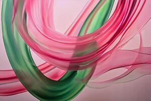 Pink and green smooth soft abstract waves, lines. Beautiful color transition, smooth gradient, colorful background. photo