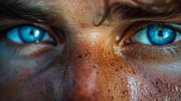 Close Up Of Blue Eyes With Freckles photo
