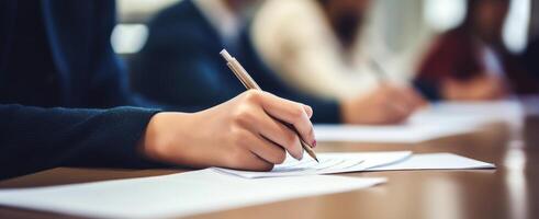 Young Student Writing in Classroom During Daytime photo