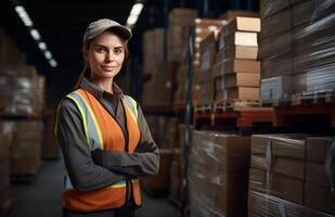 Warehouse Worker Holding Documents in Industrial Setting photo