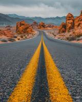 Winding Asphalt Road Through Valley of Fire State Park photo