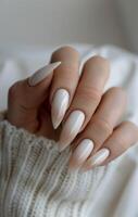 Closeup of Hands With Natural Nail Polish photo