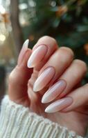 Closeup of Hands With Natural Nail Polish photo