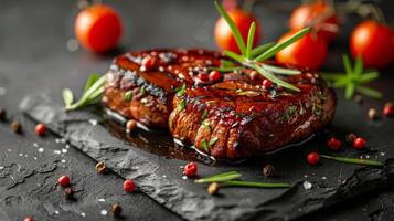 Grilled Steak Dinner With Rosemary and Roasted Potatoes photo
