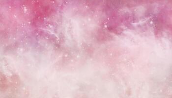 Pink, white nebula universe. Pink background with bubbles. Abstract brush painted sky fantasy pastel pink watercolor background. Soft pink splash texture. Shiny pink grunge texture. vector