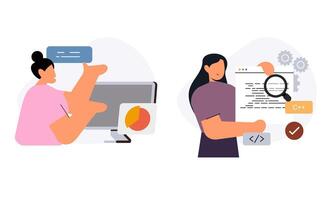Information technology business, work in internet illustration vector