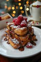 Fresh Raspberry and Chocolate Layered Dessert on White Paper photo