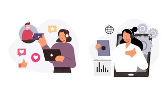 Information technology business, work in internet illustration vector