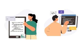 Information technology business, work in internet illustration vector